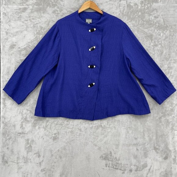 Niche Nilgun Derman Blue Button Front Tunic Top Artistic Lagenlook - Picture 3 of 10